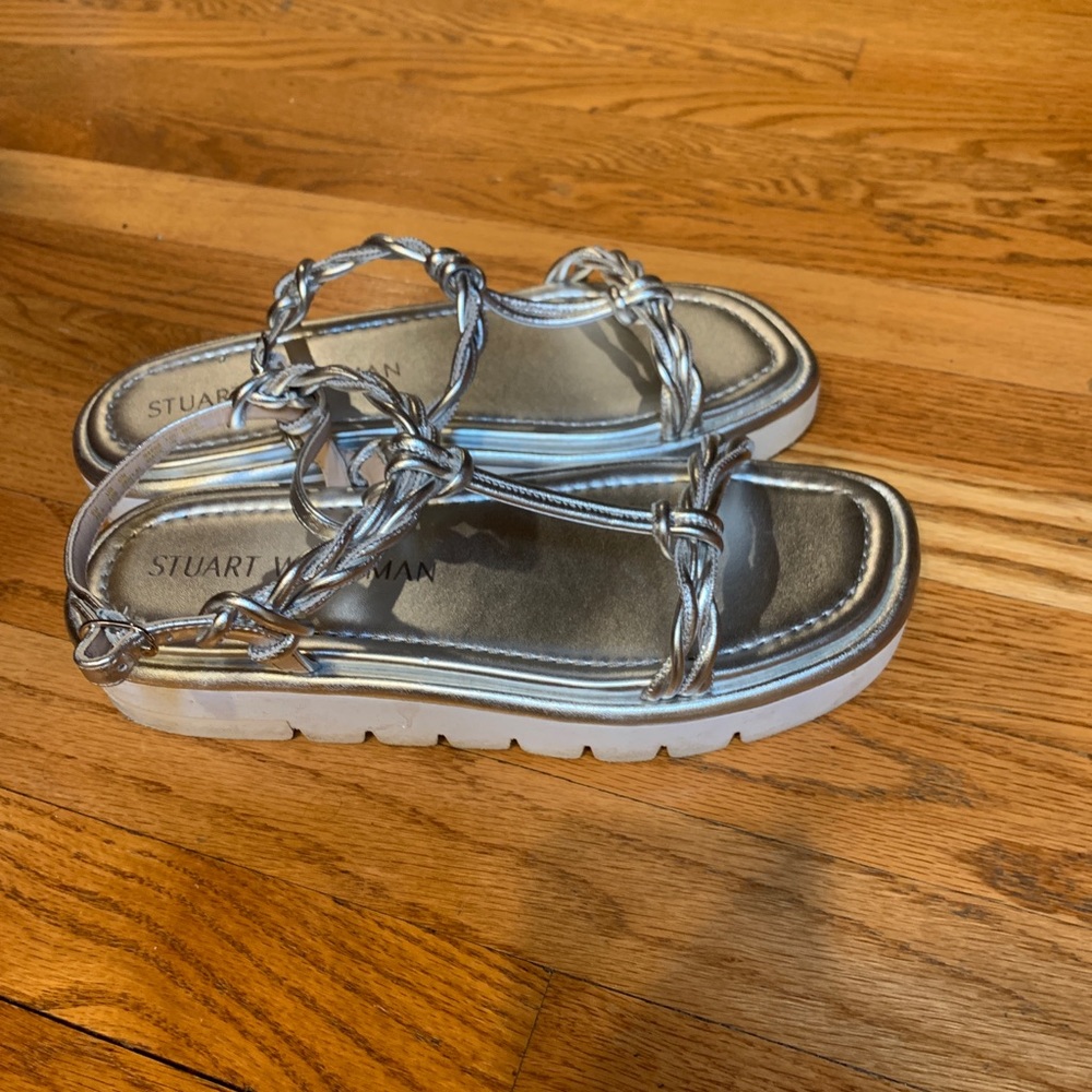 Silver leather sandals